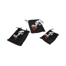 Adam & Eve Three Hearts Gem Anal Plug Set, featuring three graduated aluminum plugs with red heart gems in black pouches.