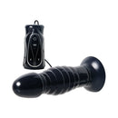 Adam & Eve Thrusting Anal Vibe Black with remote control, designed for advanced anal stimulation.