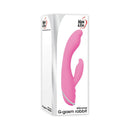 Adam & Eve G-gasm Rabbit Vibrator Hot Pink packaging featuring dual stimulation silicone design.
