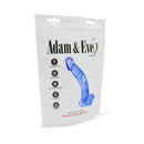 Adam & Eve Cool Curve 8 Inch Jelly Dildo Blue packaging featuring realistic design and suction cup base.