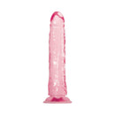 Adam & Eve Pink Jelly Realistic Dildo, featuring lifelike shape, veined texture, and hands-free versatility in pink design.