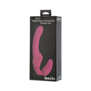Adam & Eve Eve's Vibrating Strapless Strap-on package featuring a pink design and easy-to-use features.