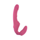 Adam & Eve Eve's Vibrating Strapless Strap-on in pink, designed for harness-free strap-on play and deep thrusting.