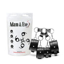 Adam & Eve Hog Tie Bondage Kit Black with padded restraints and adjustable cuffs for secure restraint play.