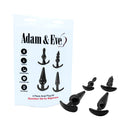 Adam & Eve 4-Piece Anal Plug Kit Black featuring four different plugs for beginners and backdoor play.
