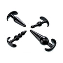 Adam & Eve 4-Piece Anal Plug Kit Black featuring four unique plugs for backdoor play exploration.