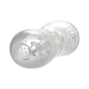 Adam & Eve Clear Triple Chamber Ball Drainer Stroker, a textured soft sleeve for enhanced stimulation.