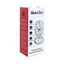 Adam & Eve Clear Triple Chamber Ball Drainer Stroker packaging with stimulating nubs and textures.