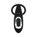 Adam & Eve Adam's Rechargeable Prostate Pleaser With C-Ring featuring a power button and stretchy ring for optimal stimulation.