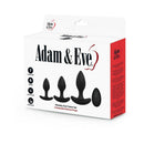 Adam & Eve Vibrating Anal Trainer Set packaging with 3 graduated silicone plugs and remote control.