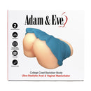 Adam & Eve College Coed Backdoor Booty Masturbator packaging showcasing ultra-realistic anal and vaginal entry options.