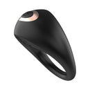 Adam & Eve Alan Vibrating Rechargeable Cock Ring Black with a sleek design and embedded vibrator for couples' intimacy.