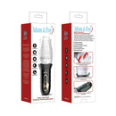 Adam & Eve Adam's Gawk Gawk Rotating & Vibrating Masturbator packaging showcasing features and controls.