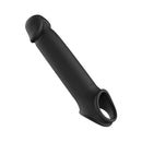 Adam & Eve Adams Xl Vibrating Extension Silicone With Remote Control in sleek black design, featuring a thick head and ergonomic grip.