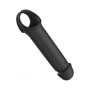 Adam & Eve Adams Xl Vibrating Extension Silicone With Remote Control - sleek black silicone male enhancement toy