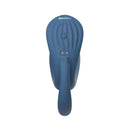 Adam & Eve Licking Vibrator With Remote in sleek blue design featuring control buttons for customizable stimulation.