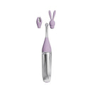 Adam & Eve Sweet Dreams Massager Kit with interchangeable attachment heads in lavender and silver.