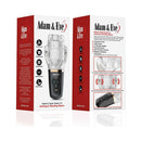 Adam & Eve Adam's Gawk Gawk 2.0 Sucking & Vibrating Sleeve packaging featuring product details and controls.