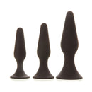 Adam & Eve Booty Boot Camp Anal Plug Training Kit featuring three graduated silicone plugs for comfortable backdoor play.