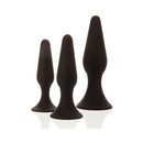 Adam & Eve Booty Boot Camp Anal Plug Training Kit with three graduated silicone plugs for comfortable anal play.