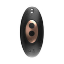 Adam & Eve Carl Jr Vibrating & Rimming Plug remote control view with sleek design and intuitive buttons.