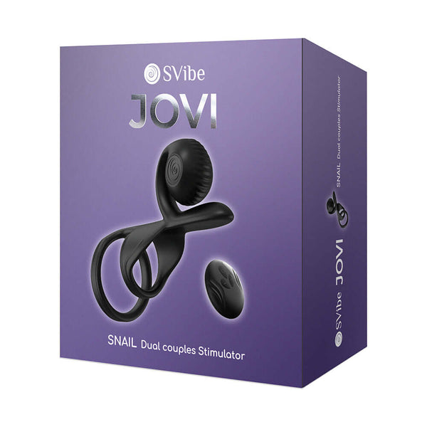 SVibe Snail Jovi Couples Ring Black packaging showcasing the dual couples stimulator design.