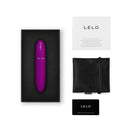 LELO MIA 3 Personal Vibrator Deep Rose in black packaging with warranty card and storage pouch.
