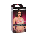 Signature Strokers Leana Lovings Ultraskyn Pocket Pussy packaging featuring Leana Lovings in pink lingerie