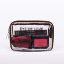 Eye of Love Romantic Attract Her Pheromone Gift Set displayed in a clear cosmetic bag with sensual fragrance products.