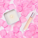 Eye of Love Love in Transit After Dark Attract Him Pheromone Gift Set with candle and rose petals.