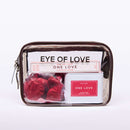 Eye of Love Love in Transit One Love Attract Him Pheromone Gift Set in transparent bag with rose petals.
