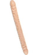 18-Inch Veined Double Header Dong in white featuring realistic heads and a veined shaft for versatile, thrilling pleasure.
