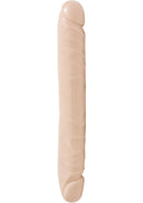 Jr Veined Double Header Dildo 12 inches Vanilla, classic double-ended dildo for versatile pleasure.