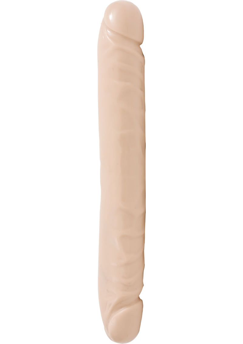 Jr Veined Double Header Dildo 12 inches Vanilla, classic double-ended dildo for versatile pleasure.