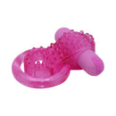 Adam & Eve Rechargeable Couples Enhancer Ring in pink with stimulating nubs and rechargeable bullet for shared pleasure.