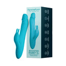 FemmeFunn Booster Rabbit Vibrator XL Turquoise with packaging showcasing features and design.
