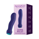 FemmeFunn Sormi Flickering Bullet Vibrator Purple with packaging, innovative design for customizable stimulation.