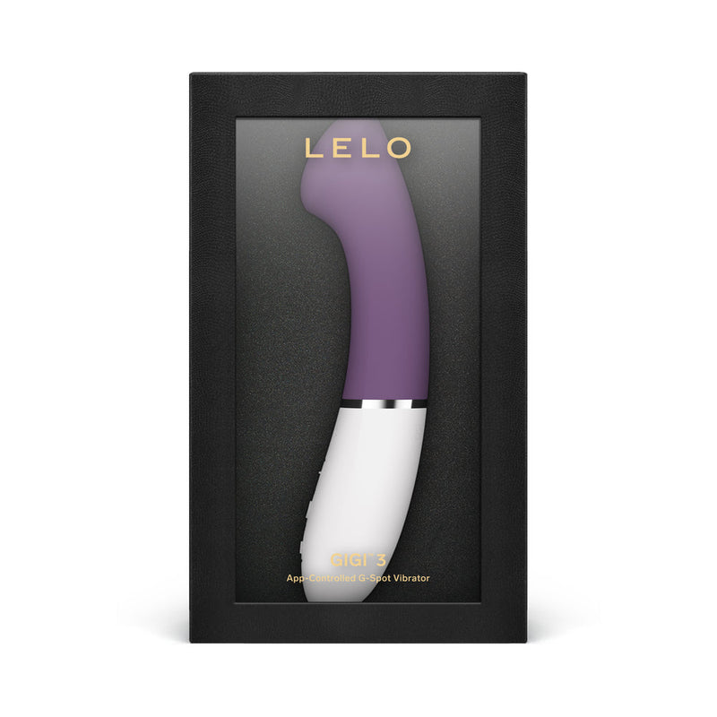 LELO GIGI 3 App Controlled G Spot Vibrator Plum in a sleek black packaging.