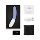 LELO LIV 3 App Controlled G Spot Vibrator Powder Blue in packaging with accessories and instruction card.