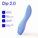 Dame Dip 2.0 Classic Vibrator Periwinkle features increased squish tip, USB-C charging, low-battery indicator, and medical-grade silicone.