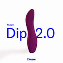 Dame Dip 2.0 Classic Vibrator Plum shown in purple with modern design features for enhanced pleasure.