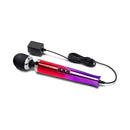 Le Wand Die Cast Plug-In Wand Massager Ombre with vibrant colors and charging cord.