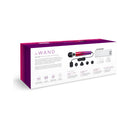 Le Wand Die Cast Plug-In Wand Massager Ombre packaging showcasing features and accessories for enhanced pleasure.