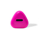 Dame Zig Lipstick Vibrator Pink shown from the front with a sleek triangular design in vibrant pink.