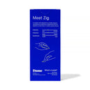 Dame Zig Lipstick Vibrator Pink product packaging showing intensity and vibration settings for portable pleasure.