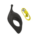 B Swish Bcharmed Rhythm Infinite Deluxe Cock Ring Black with USB charging cable.