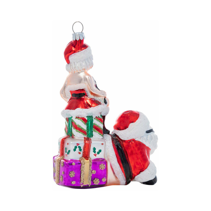 Cheeky Pornament Submissive Santa ornament with playful design on gifts for festive holiday decor.