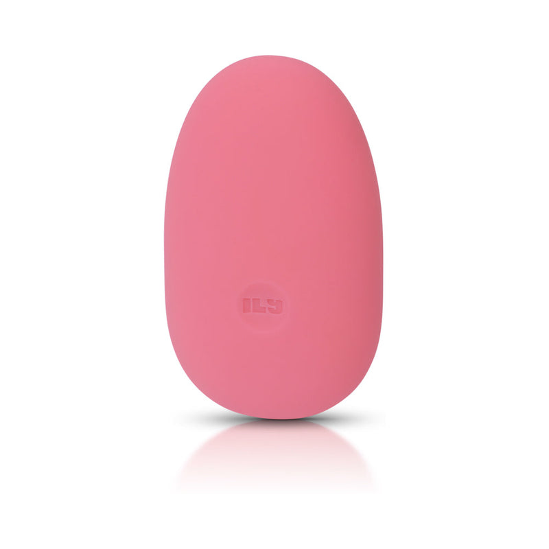 ILY by Je Joue The Pebble Squishy Pebble Shaped Bullet in pink, designed for powerful vibrations and self-love.