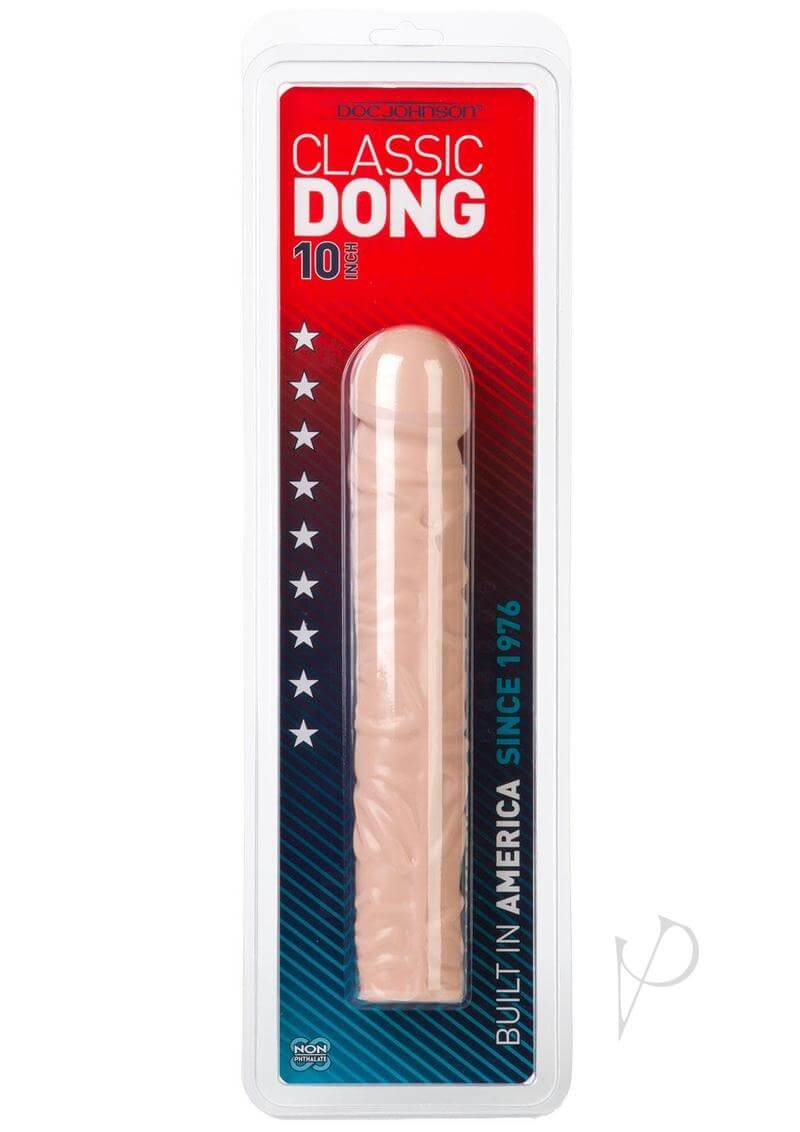 Doc Johnson Classic Dong White 10-inch pleasure powerhouse in packaging - built in America since 1976 for ultimate satisfaction