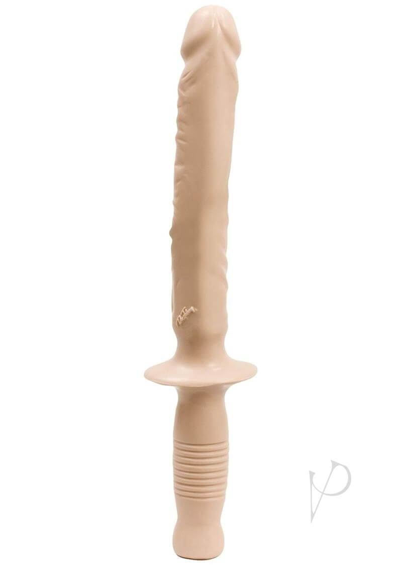 Doc Johnson Manhandler white 14.5-inch PVC dildo with veined shaft and police baton styled handle